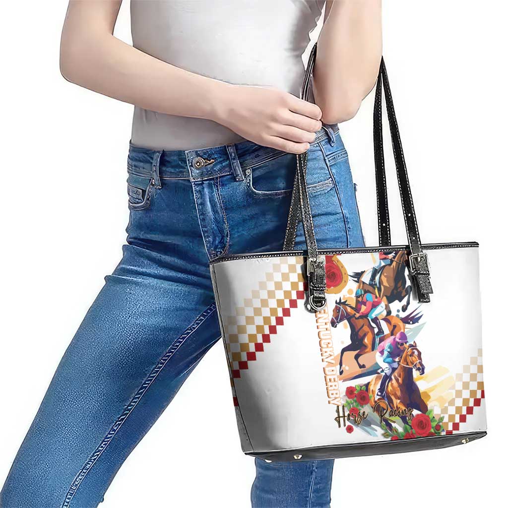 Kentucky Horse Racing Leather Tote Bag 2025 Happy 151st Anniversary With Roses LT14