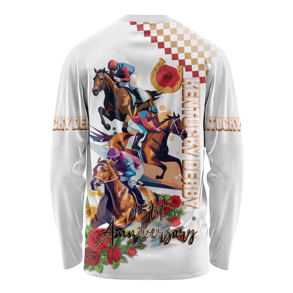 Kentucky Horse Racing Long Sleeve Shirt 2025 Happy 151st Anniversary With Roses LT14