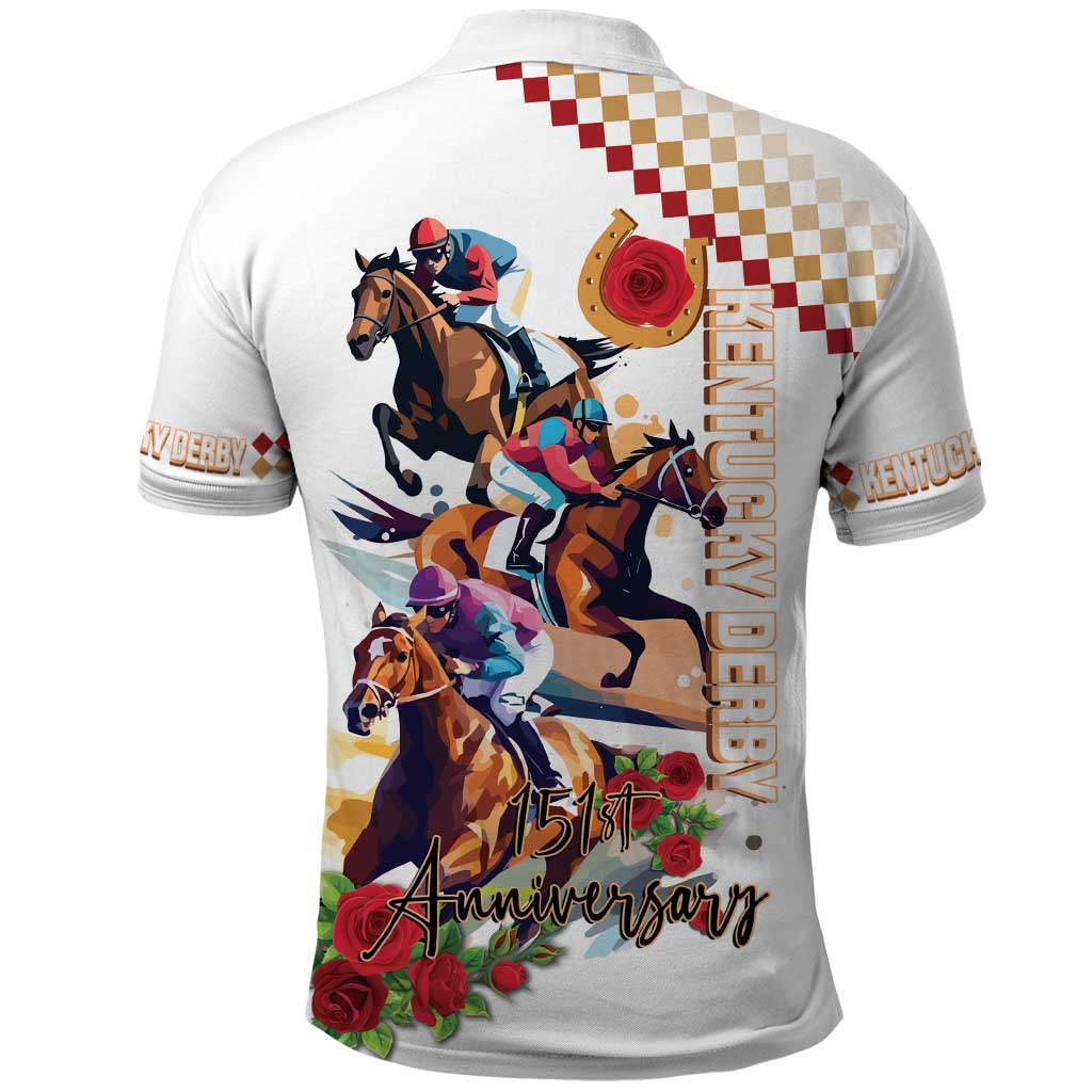 Kentucky Horse Racing Polo Shirt 2025 Happy 151st Anniversary With Roses LT14