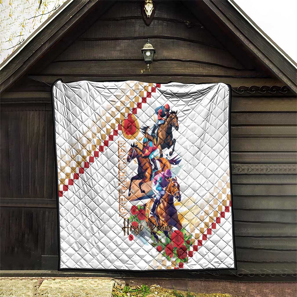 Kentucky Horse Racing Quilt 2025 Happy 151st Anniversary With Roses LT14