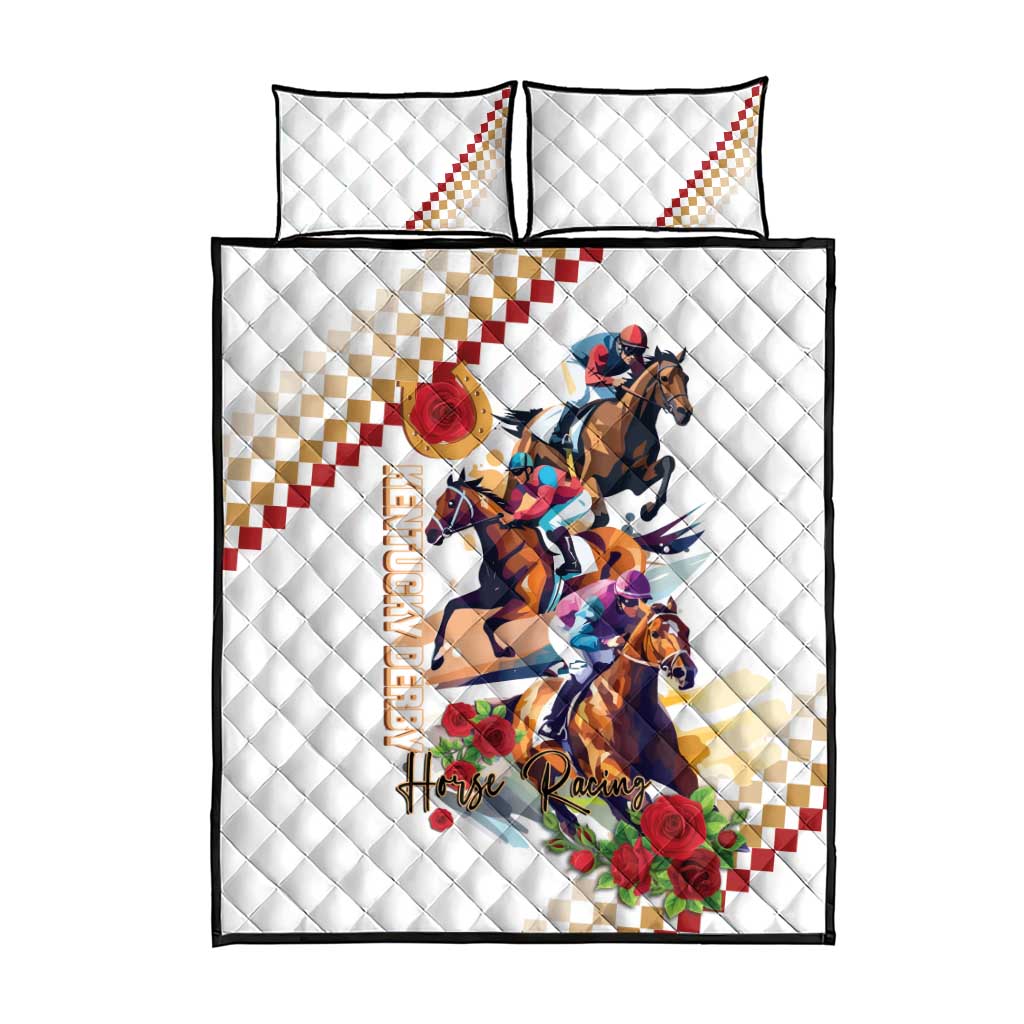 Kentucky Horse Racing Quilt Bed Set 2025 Happy 151st Anniversary With Roses LT14