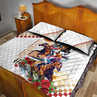 Kentucky Horse Racing Quilt Bed Set 2025 Happy 151st Anniversary With Roses LT14