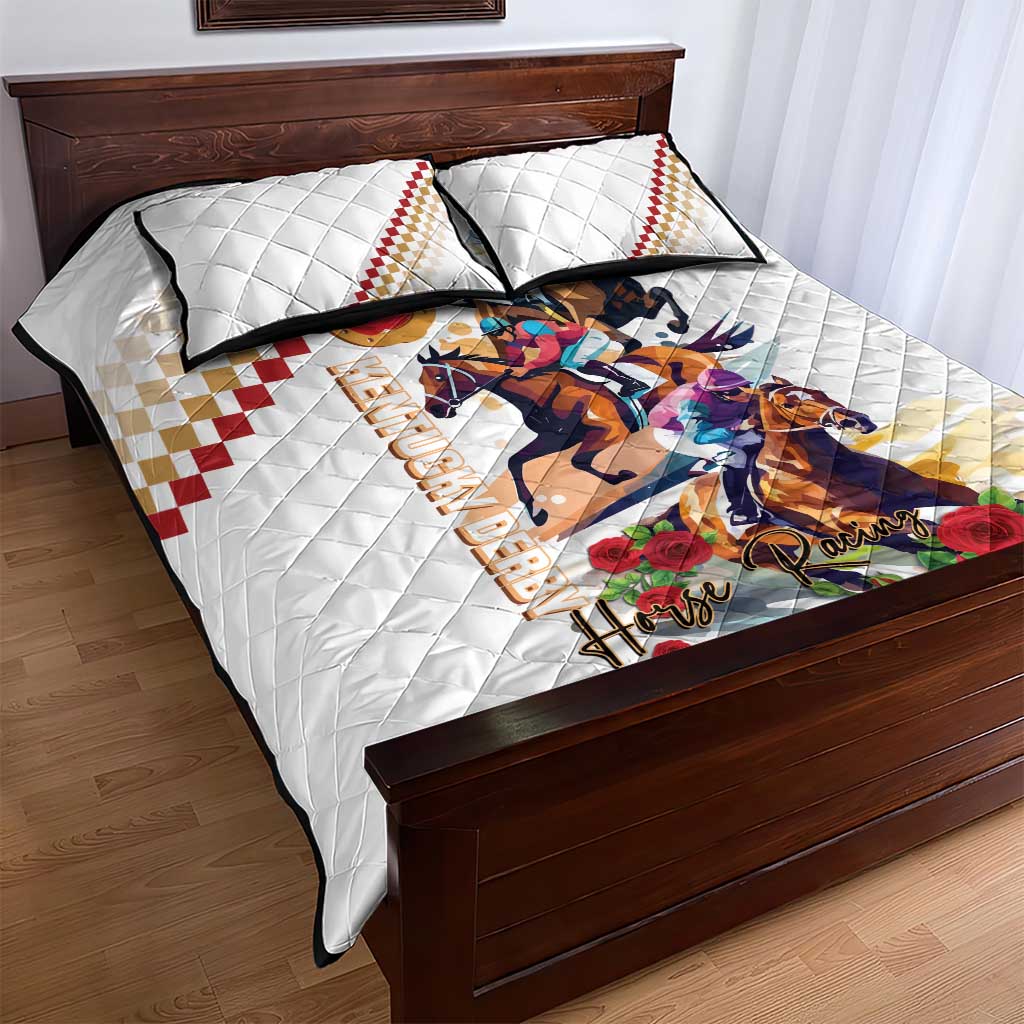 Kentucky Horse Racing Quilt Bed Set 2025 Happy 151st Anniversary With Roses LT14