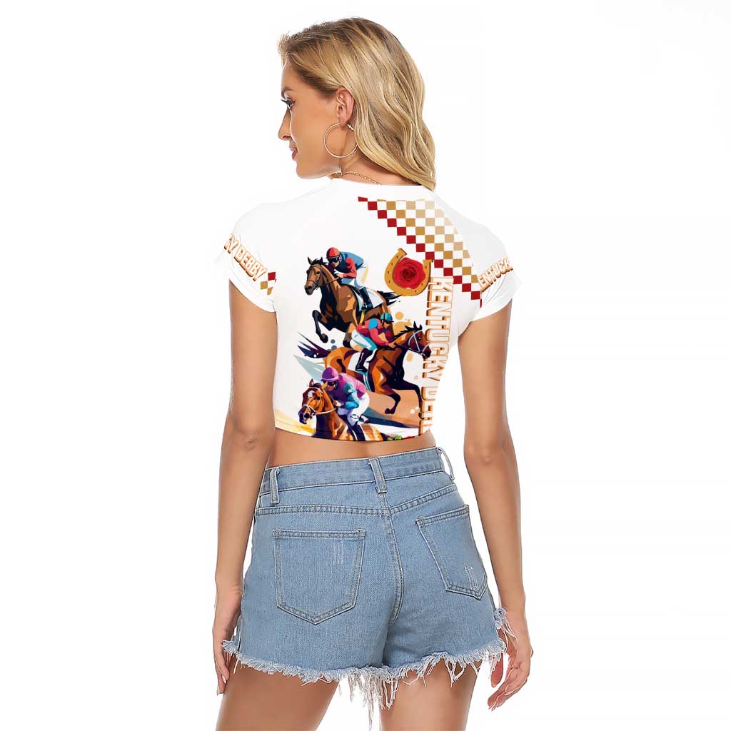 Kentucky Horse Racing Raglan Cropped T Shirt 2025 Happy 151st Anniversary With Roses LT14