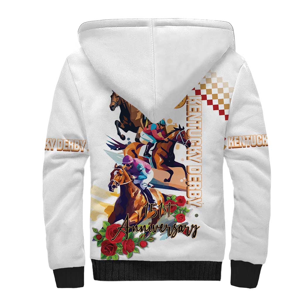Kentucky Horse Racing Sherpa Hoodie 2025 Happy 151st Anniversary With Roses LT14