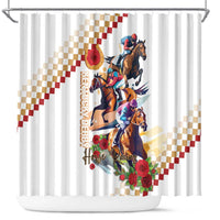 Kentucky Horse Racing Shower Curtain 2025 Happy 151st Anniversary With Roses LT14