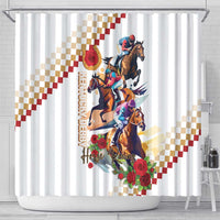 Kentucky Horse Racing Shower Curtain 2025 Happy 151st Anniversary With Roses LT14