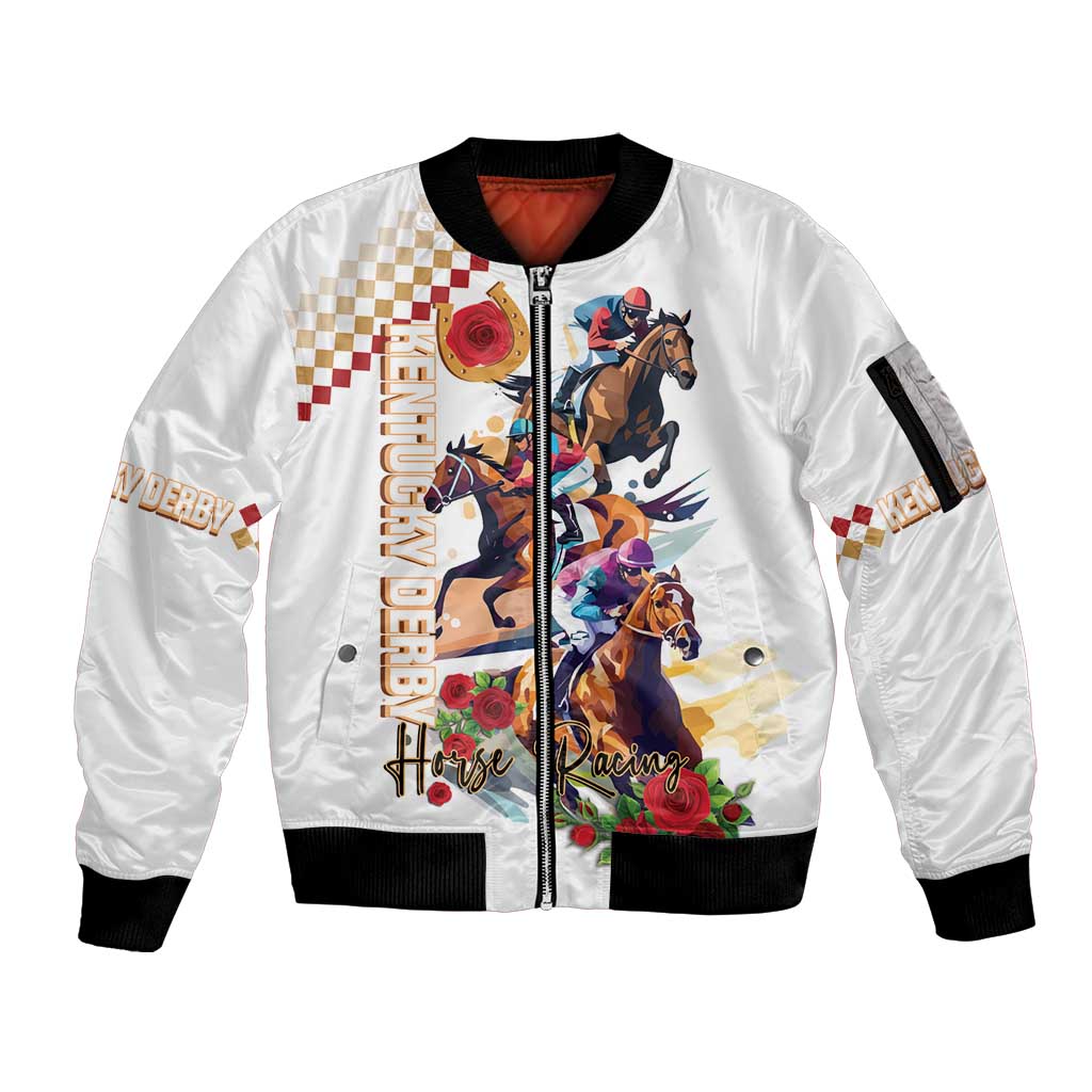 Kentucky Horse Racing Sleeve Zip Bomber Jacket 2025 Happy 151st Anniversary With Roses LT14