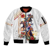 Kentucky Horse Racing Sleeve Zip Bomber Jacket 2025 Happy 151st Anniversary With Roses LT14