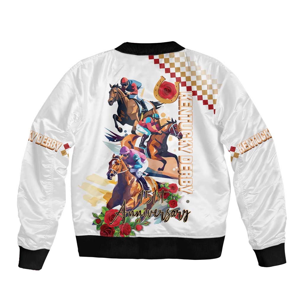 Kentucky Horse Racing Sleeve Zip Bomber Jacket 2025 Happy 151st Anniversary With Roses LT14