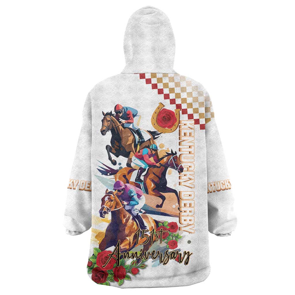 Kentucky Horse Racing Wearable Blanket Hoodie 2025 Happy 151st Anniversary With Roses LT14