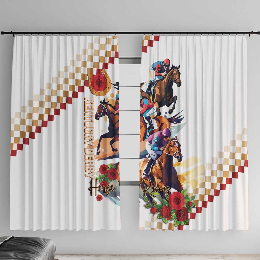 Kentucky Horse Racing Window Curtain 2025 Happy 151st Anniversary With Roses LT14