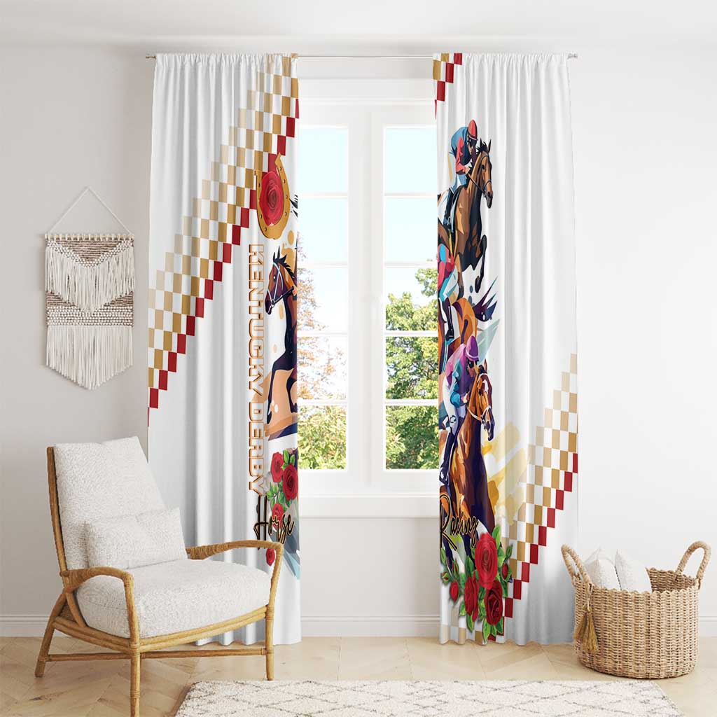 Kentucky Horse Racing Window Curtain 2025 Happy 151st Anniversary With Roses LT14