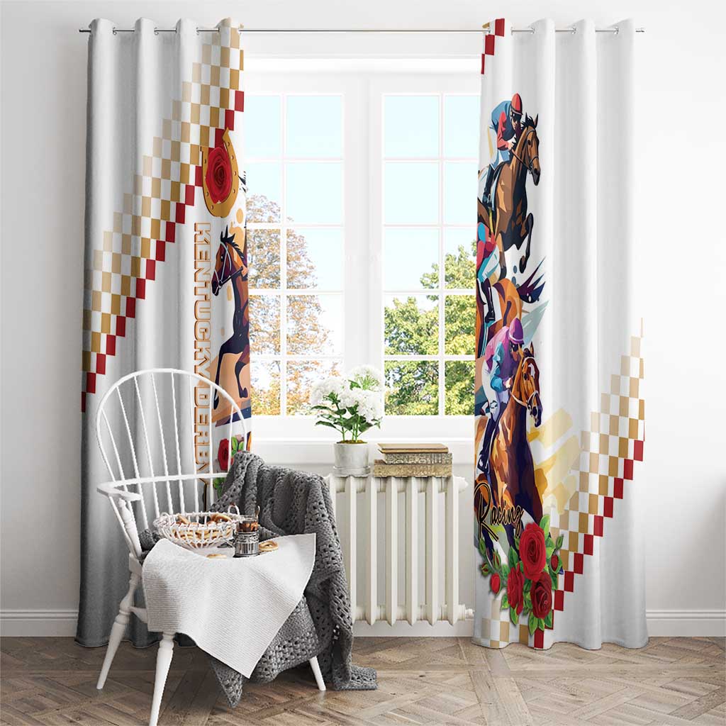 Kentucky Horse Racing Window Curtain 2025 Happy 151st Anniversary With Roses LT14