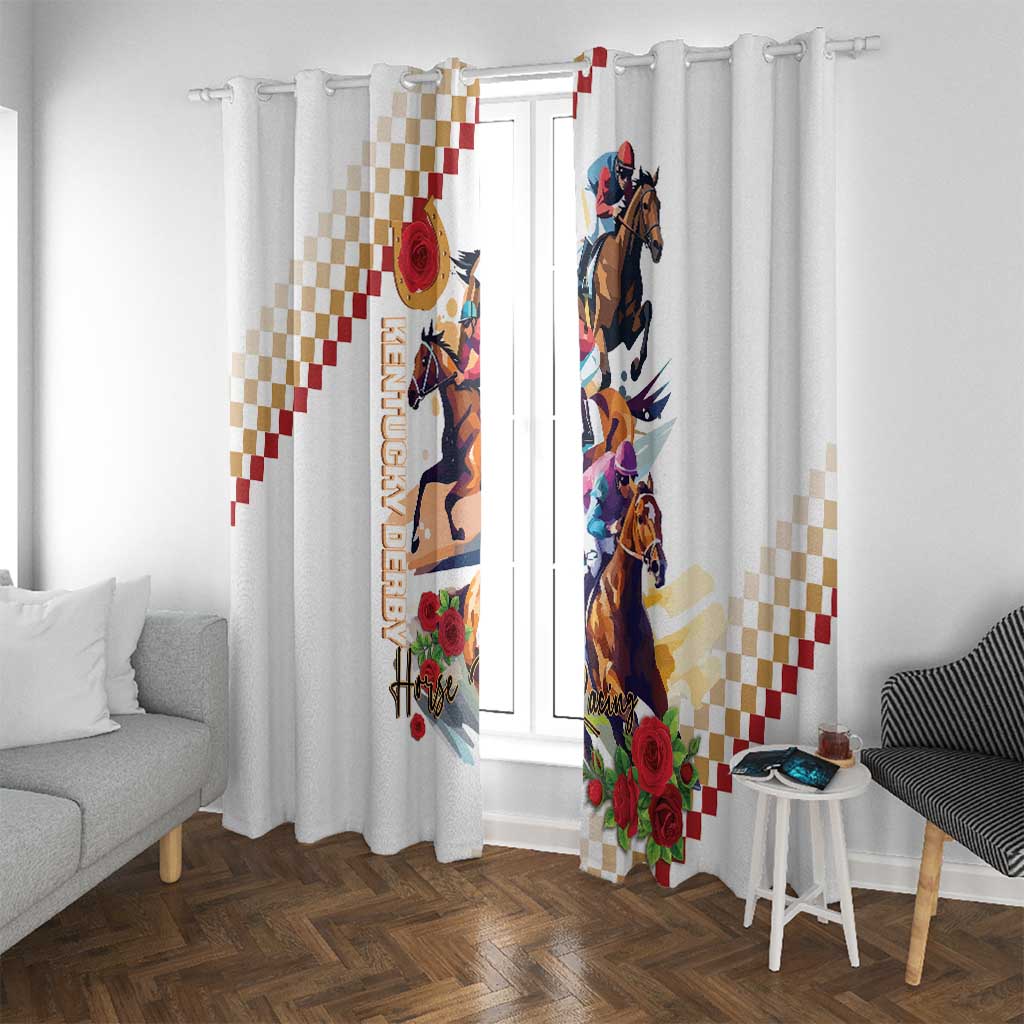 Kentucky Horse Racing Window Curtain 2025 Happy 151st Anniversary With Roses LT14