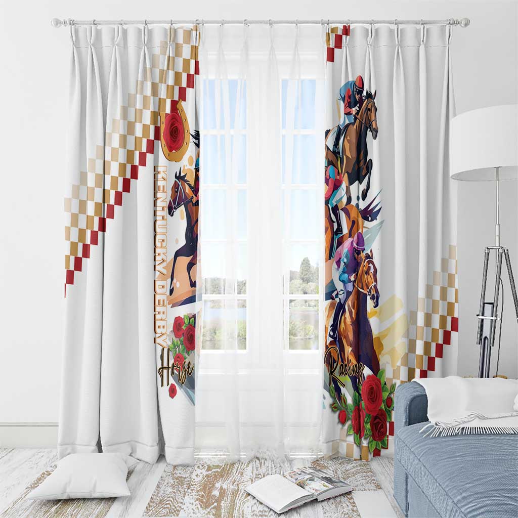 Kentucky Horse Racing Window Curtain 2025 Happy 151st Anniversary With Roses LT14