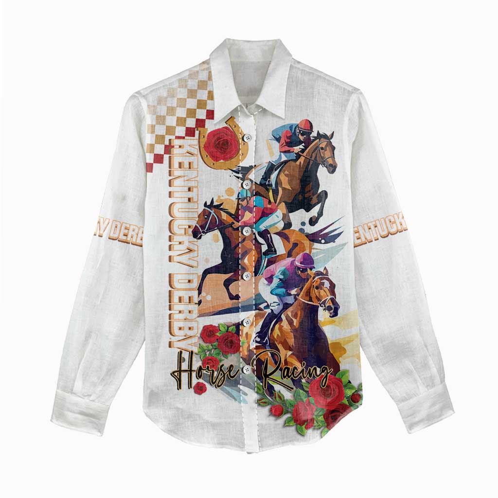 Kentucky Horse Racing Women Casual Shirt 2025 Happy 151st Anniversary With Roses LT14