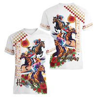 Kentucky Horse Racing Women V Neck T Shirt 2025 Happy 151st Anniversary With Roses LT14