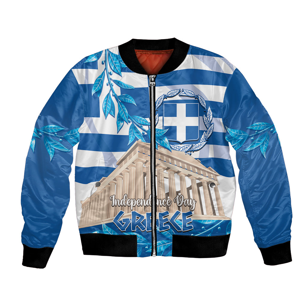 Personalised Greece Independence Day Bomber Jacket Acropolis Mix Laurel Branch