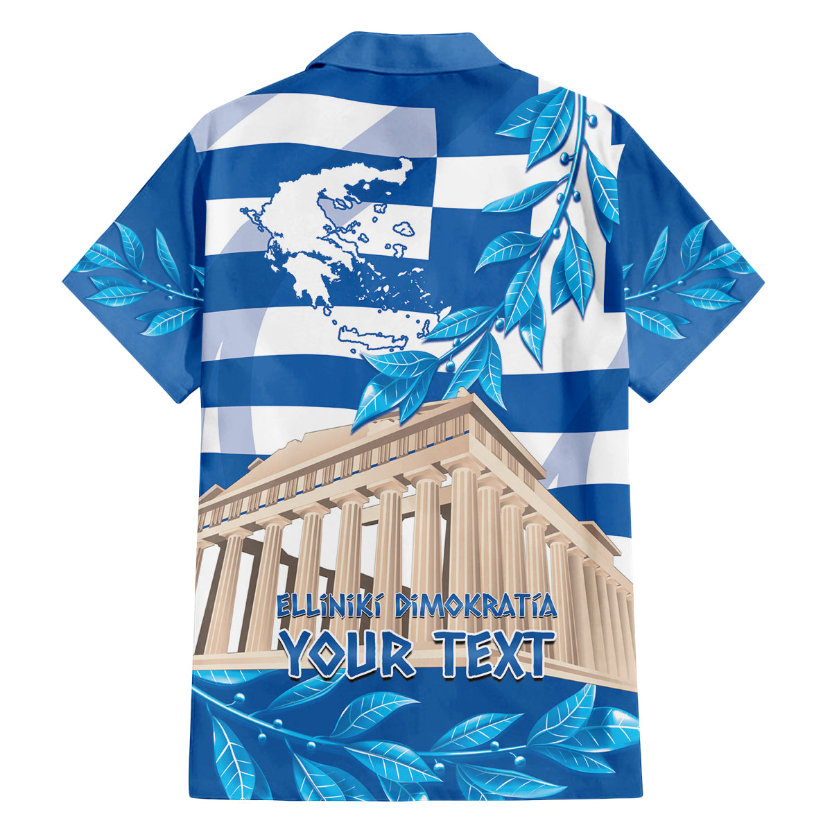 Personalised Greece Independence Day Family Matching Long Sleeve Bodycon Dress and Hawaiian Shirt Acropolis Mix Laurel Branch - Wonder Print Shop