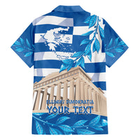 Personalised Greece Independence Day Family Matching Short Sleeve Bodycon Dress and Hawaiian Shirt Acropolis Mix Laurel Branch - Wonder Print Shop