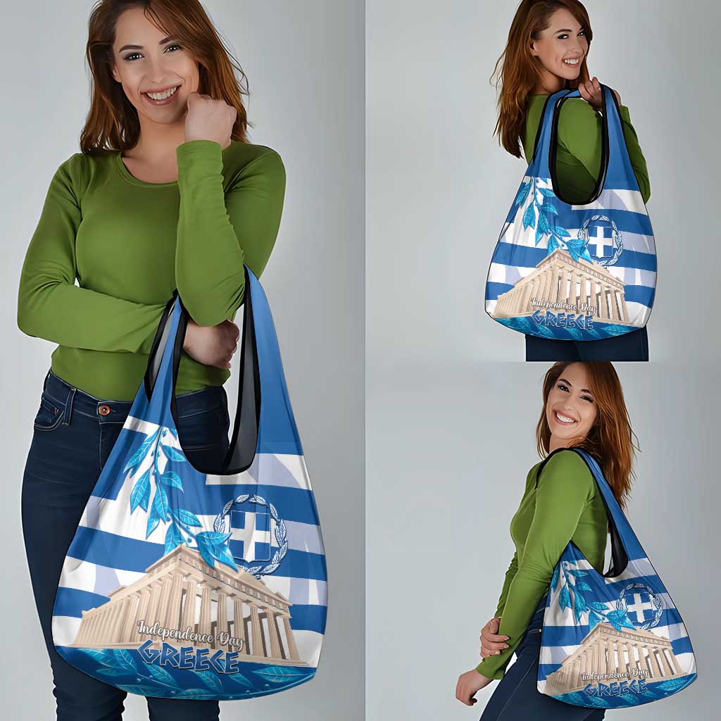 Greece Independence Day Grocery Bag Acropolis Mix Laurel Branch