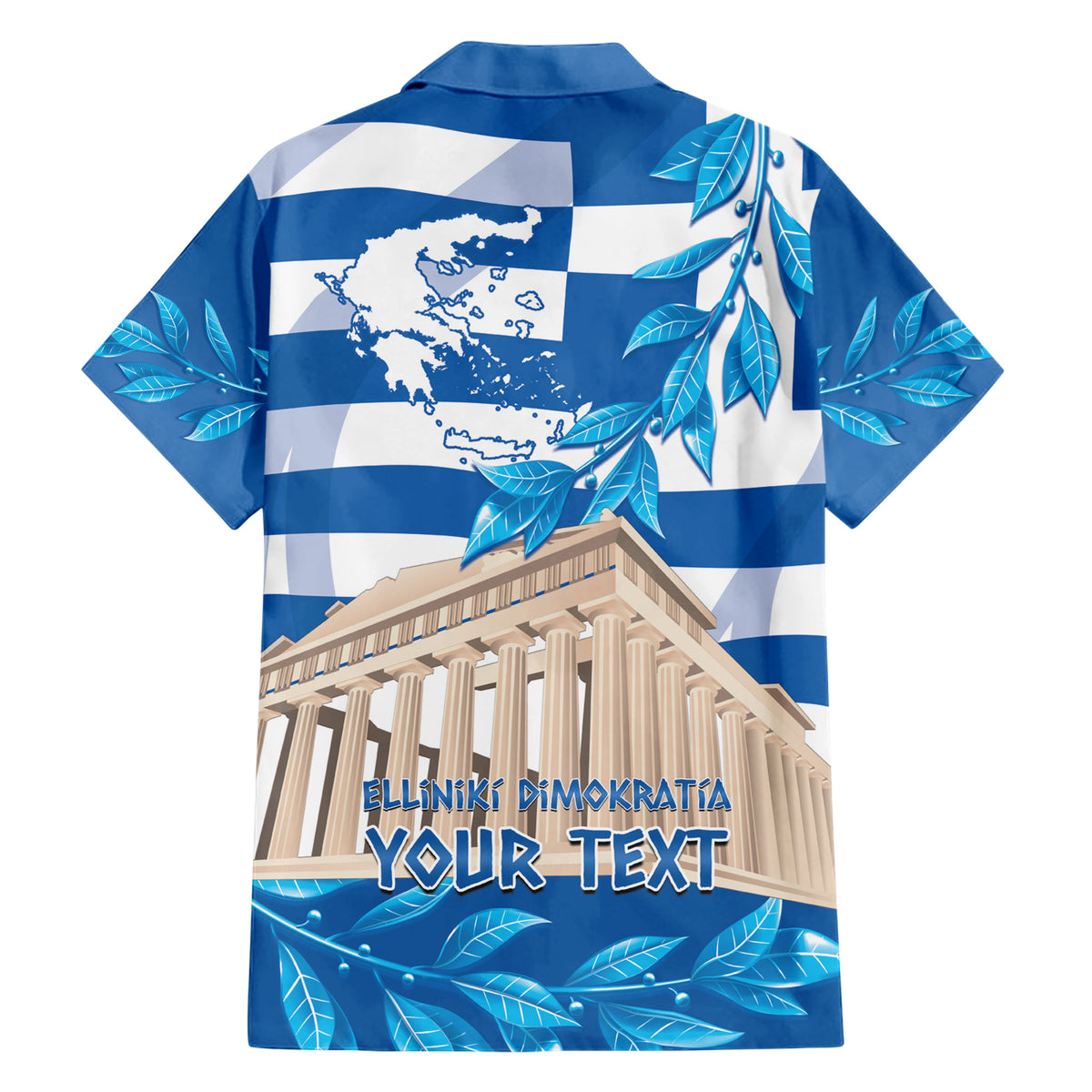Personalised Greece Independence Day Hawaiian Shirt Acropolis Mix Laurel Branch - Wonder Print Shop