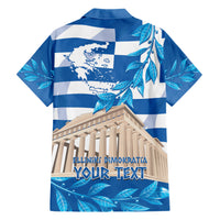 Personalised Greece Independence Day Hawaiian Shirt Acropolis Mix Laurel Branch - Wonder Print Shop