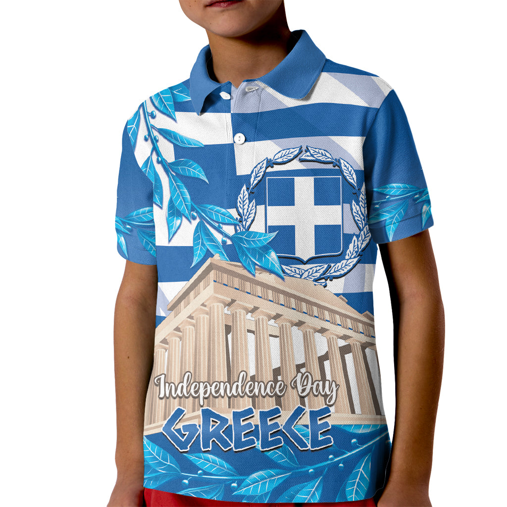 Personalised Greece Independence Day Kid Polo Shirt Acropolis Mix Laurel Branch