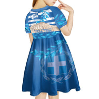 Personalised Greece Independence Day Kid Short Sleeve Dress Acropolis Mix Laurel Branch - Wonder Print Shop