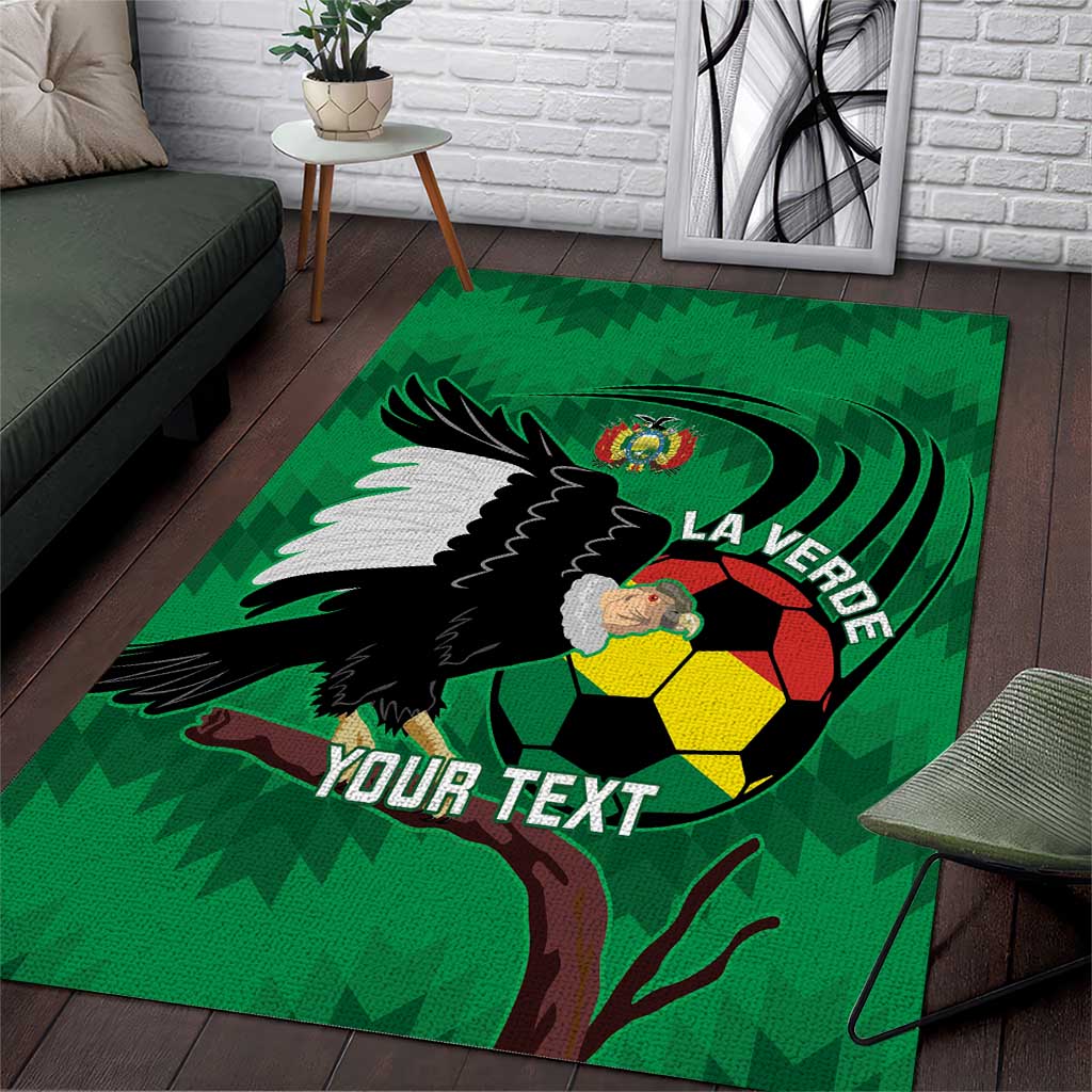 Custom Bolivia Football Area Rug Andean Condor Vamo La Verde