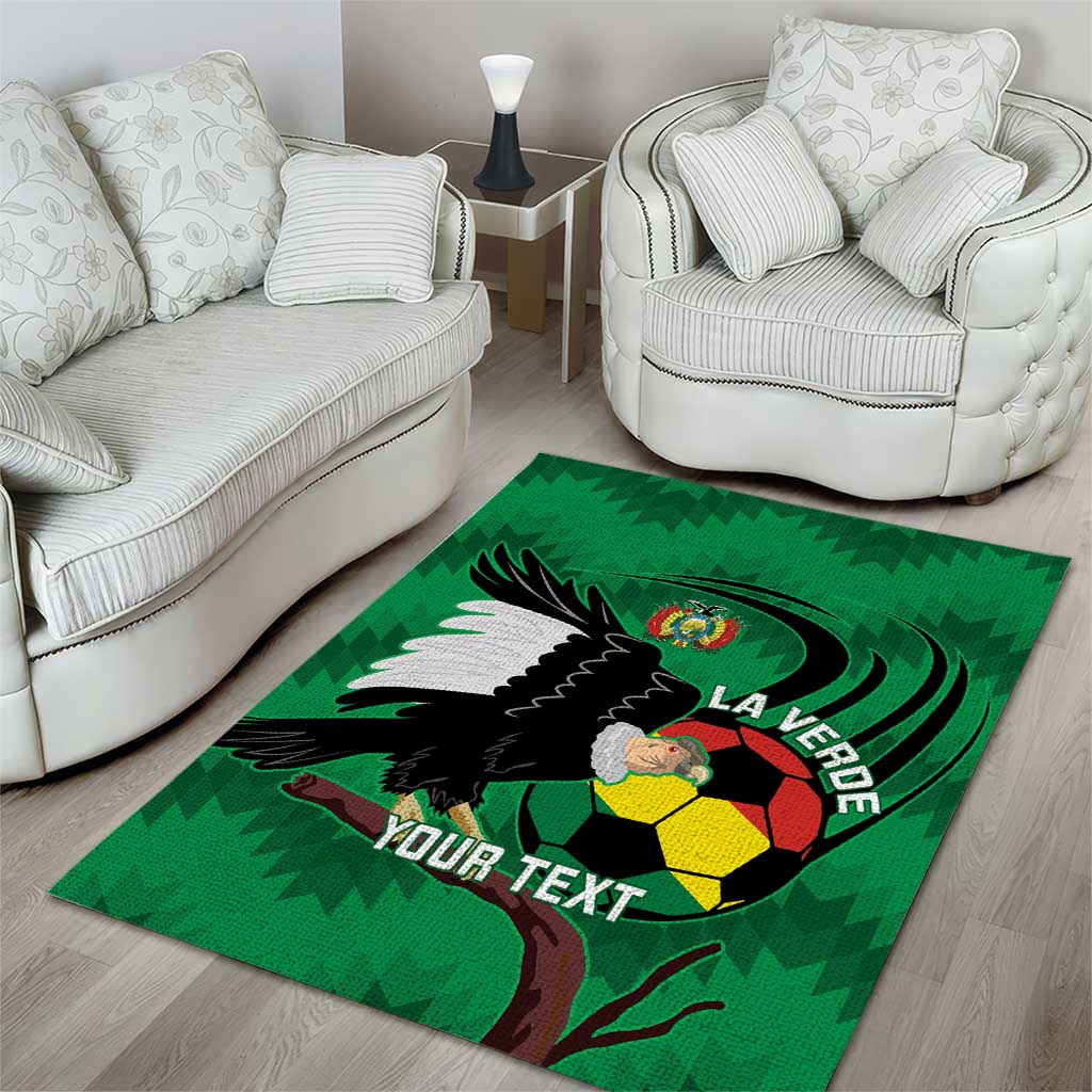 Custom Bolivia Football Area Rug Andean Condor Vamo La Verde