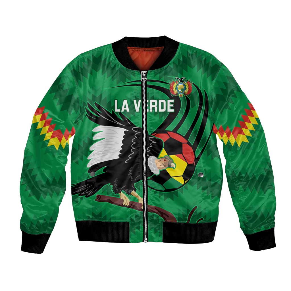 Custom Bolivia Football Bomber Jacket Andean Condor Vamo La Verde