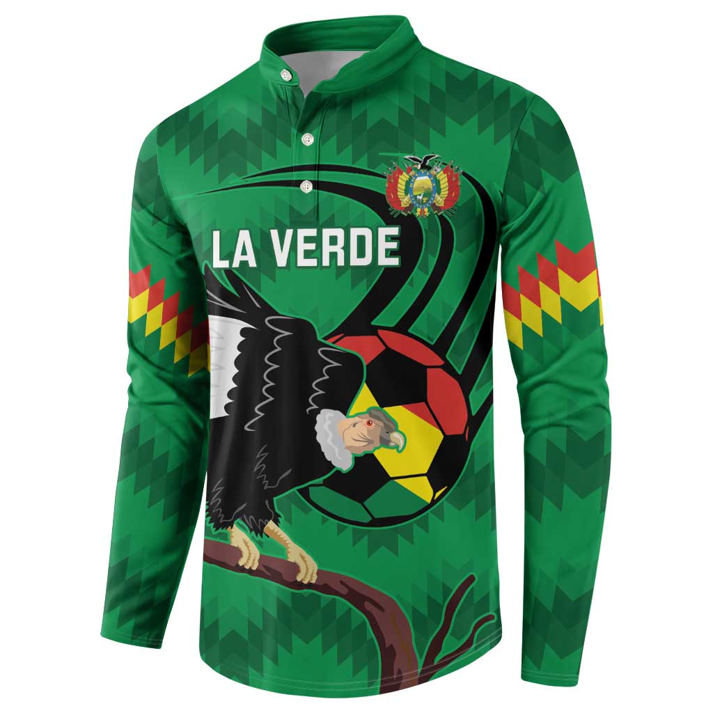 Custom Bolivia Football Button Sweatshirt Andean Condor Vamo La Verde
