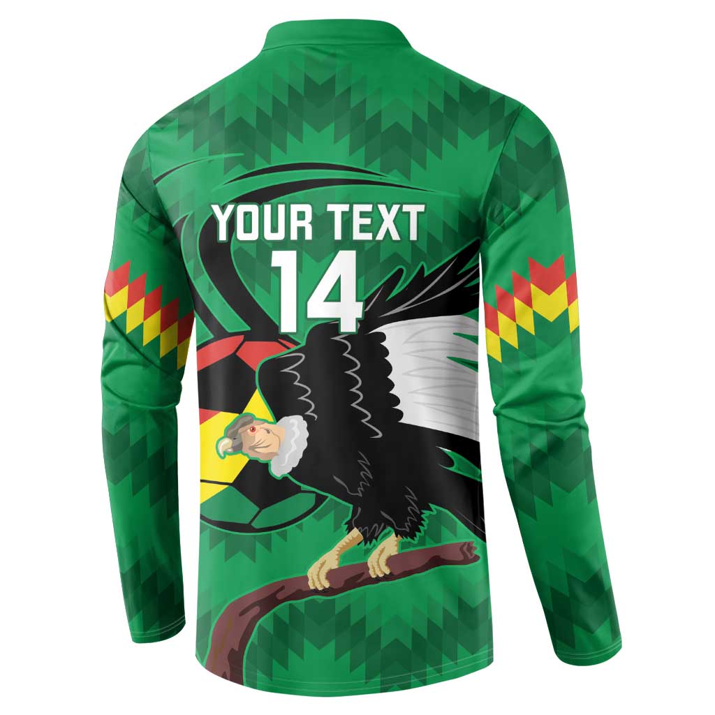 Custom Bolivia Football Button Sweatshirt Andean Condor Vamo La Verde