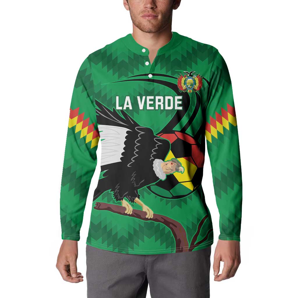 Custom Bolivia Football Button Sweatshirt Andean Condor Vamo La Verde