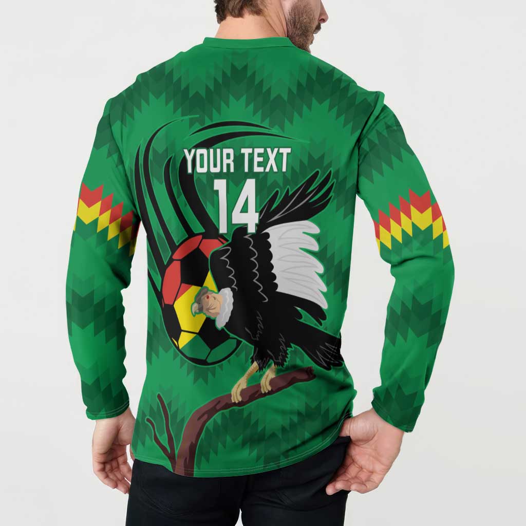 Custom Bolivia Football Button Sweatshirt Andean Condor Vamo La Verde