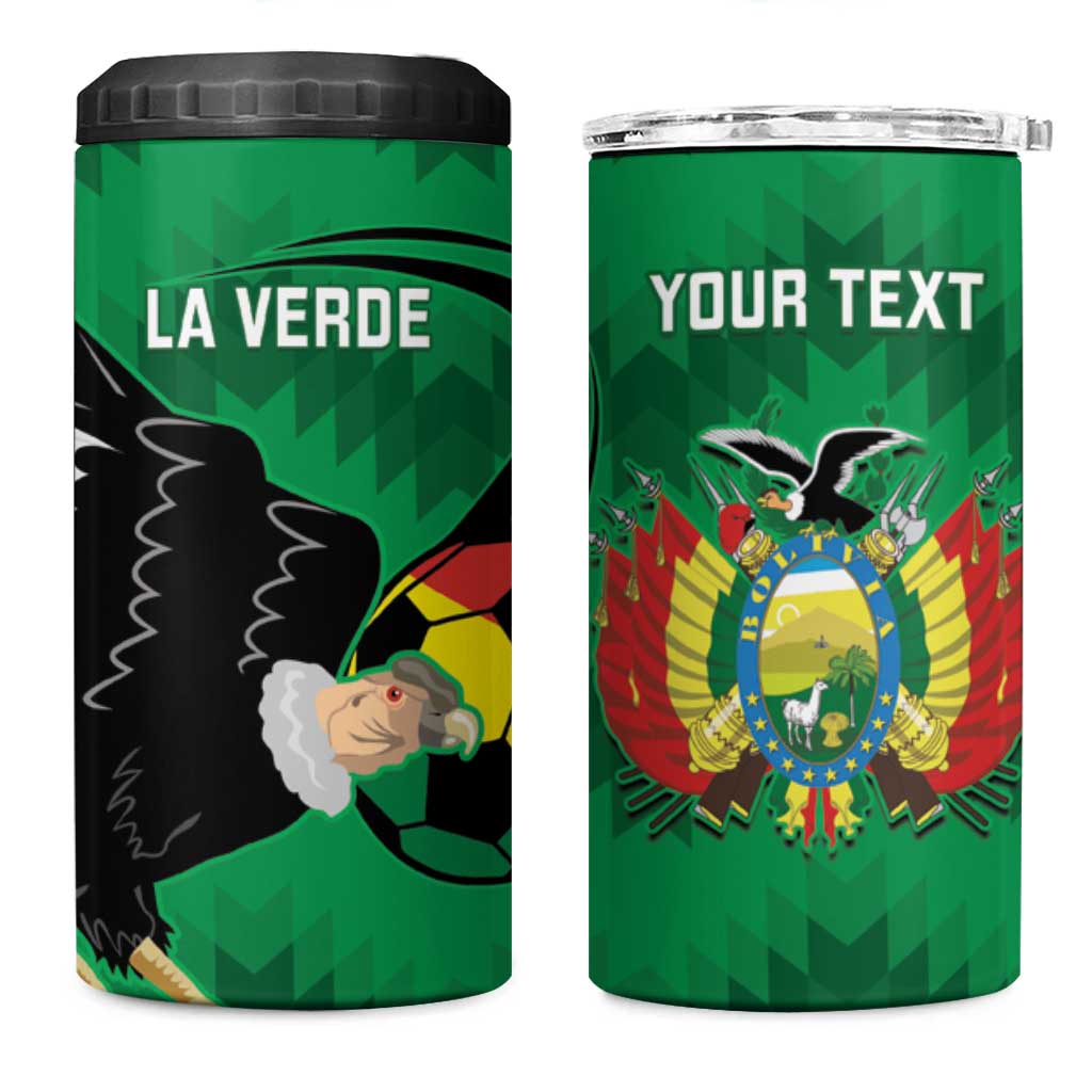 Custom Bolivia Football 4 in 1 Can Cooler Tumbler Andean Condor Vamo La Verde