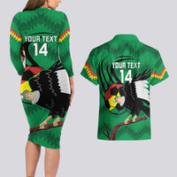 Custom Bolivia Football Couples Matching Long Sleeve Bodycon Dress and Hawaiian Shirt Andean Condor Vamo La Verde