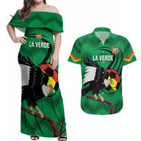 Custom Bolivia Football Couples Matching Off Shoulder Maxi Dress and Hawaiian Shirt Andean Condor Vamo La Verde