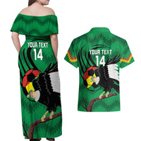 Custom Bolivia Football Couples Matching Off Shoulder Maxi Dress and Hawaiian Shirt Andean Condor Vamo La Verde