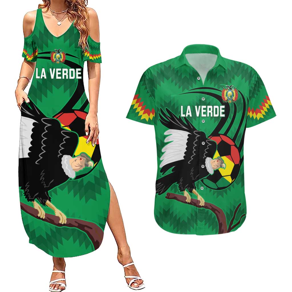 Custom Bolivia Football Couples Matching Summer Maxi Dress and Hawaiian Shirt Andean Condor Vamo La Verde
