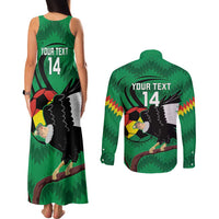 Custom Bolivia Football Couples Matching Tank Maxi Dress and Long Sleeve Button Shirt Andean Condor Vamo La Verde