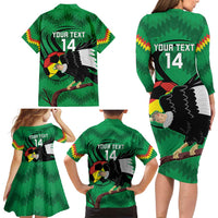Custom Bolivia Football Family Matching Long Sleeve Bodycon Dress and Hawaiian Shirt Andean Condor Vamo La Verde