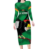 Custom Bolivia Football Family Matching Long Sleeve Bodycon Dress and Hawaiian Shirt Andean Condor Vamo La Verde
