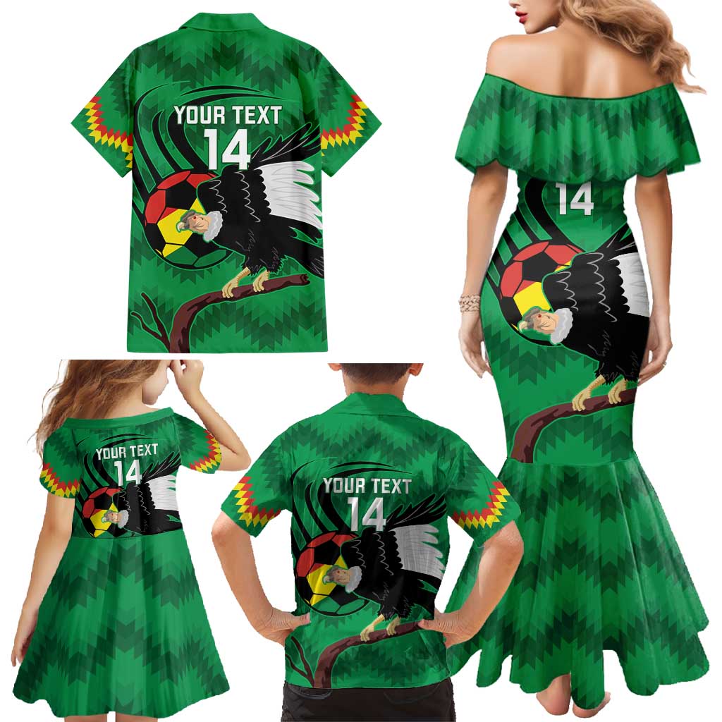 Custom Bolivia Football Family Matching Mermaid Dress and Hawaiian Shirt Andean Condor Vamo La Verde