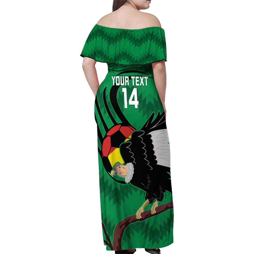 Custom Bolivia Football Family Matching Off Shoulder Maxi Dress and Hawaiian Shirt Andean Condor Vamo La Verde