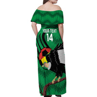 Custom Bolivia Football Family Matching Off Shoulder Maxi Dress and Hawaiian Shirt Andean Condor Vamo La Verde