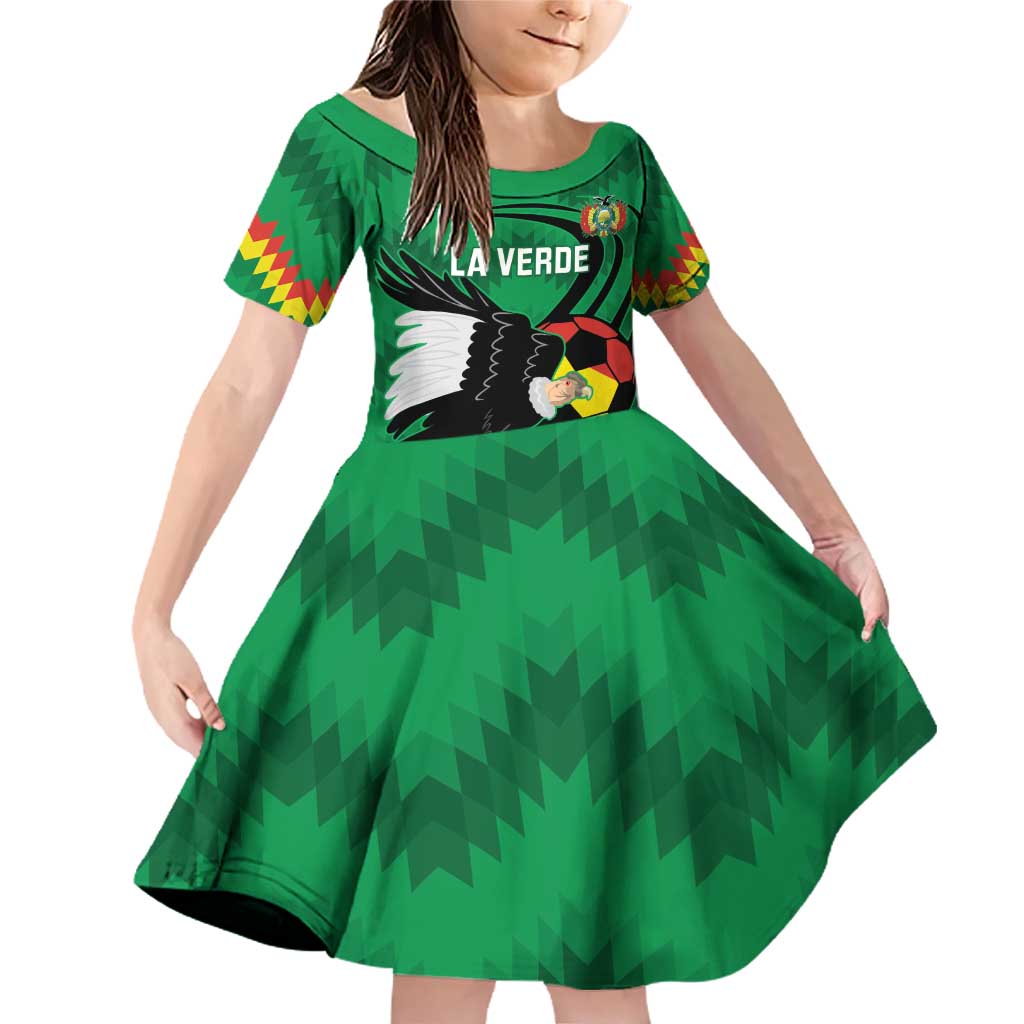 Custom Bolivia Football Family Matching Off Shoulder Short Dress and Hawaiian Shirt Andean Condor Vamo La Verde