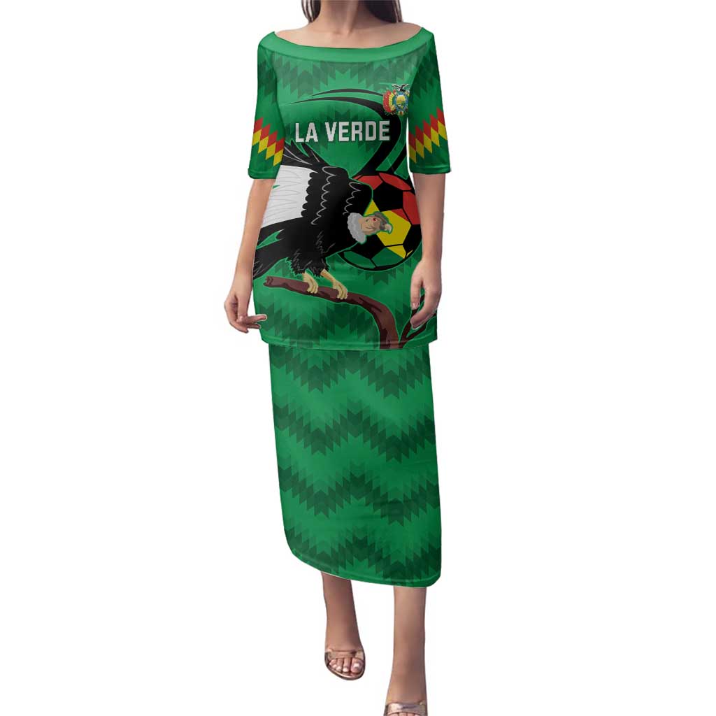 Custom Bolivia Football Family Matching Puletasi and Hawaiian Shirt Andean Condor Vamo La Verde